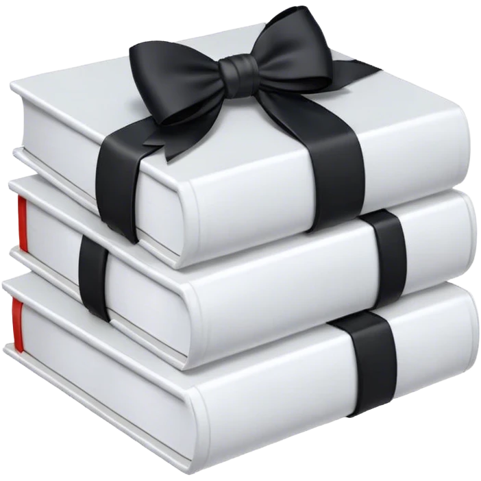 Stack of white books with clack bow on top emoji