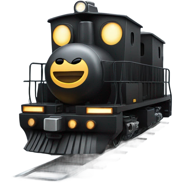 A electric locomotive (With little shiny black Kirby eyes) emoji