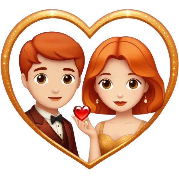 Romantic reddish-golden warm-colored sparkling Valentines vintage aesthetic  emoji