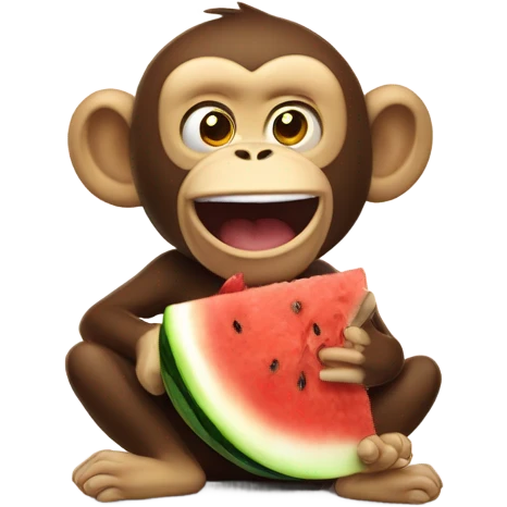 Monkey farting while eating a watermelon and chicken emoji