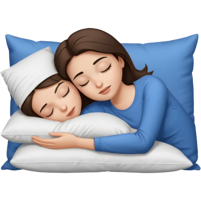Brunette white skine white tshirt brunette eyebrowns girl sleeping on a pillow emoji