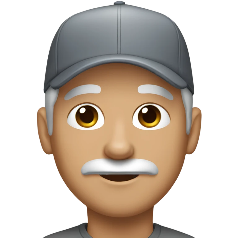 blue eyed man gray hair gray goatee wearing ball cap holding chihuahua with long black hair emoji