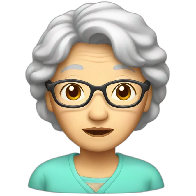 Asian grandma with glass emoji
