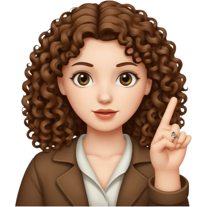 Curly hair brunette white girl… holding up a middle finger emoji