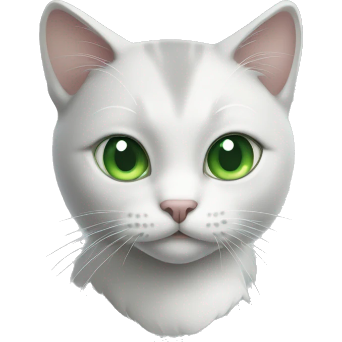 Gray-white cat with green eyes emoji