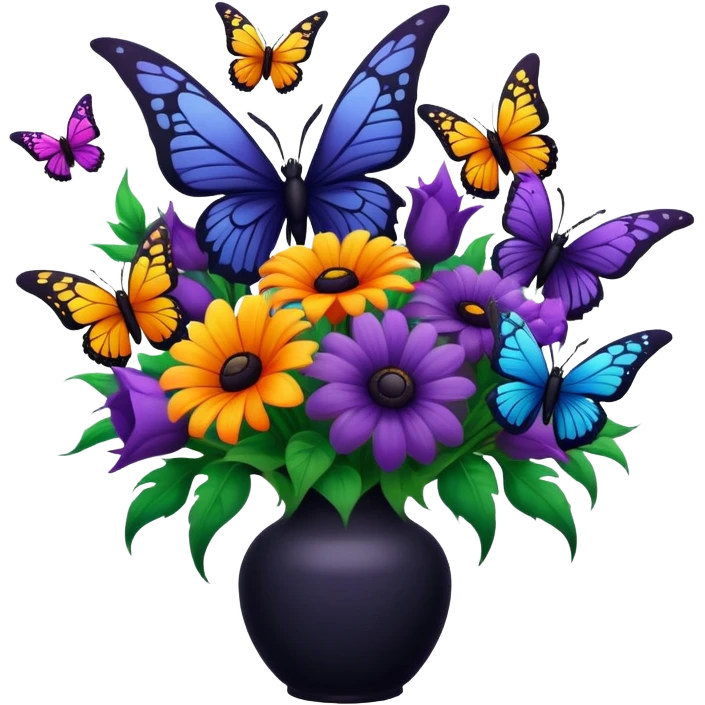Beautiful bouquet of flowers with butterflies and baby dementors  emoji