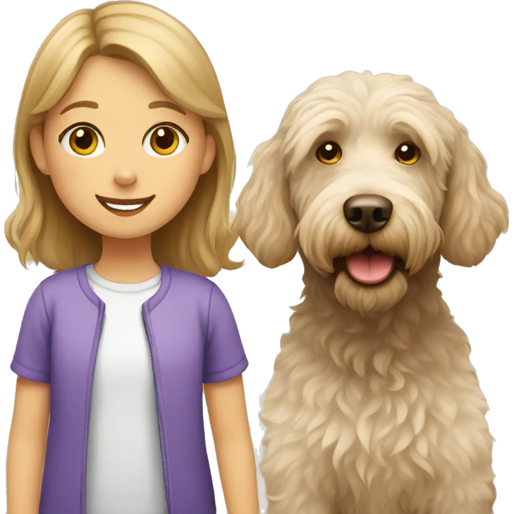 Labradoodle and little girl emoji
