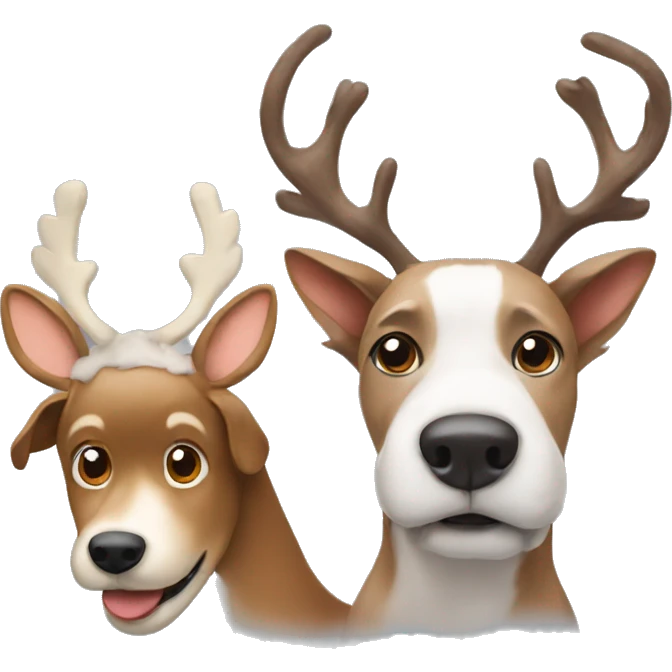 A reindeer and a dog  emoji