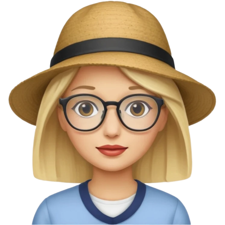 blonde woman with hat and glasses emoji