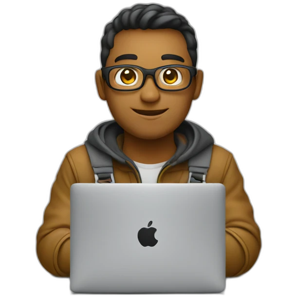 Developer with jumper coding on a macbook emoji