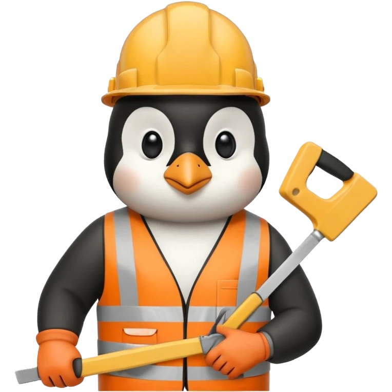 Penguin Construction Worker with saw emoji