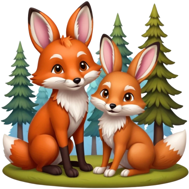 fox and rabbit emoji