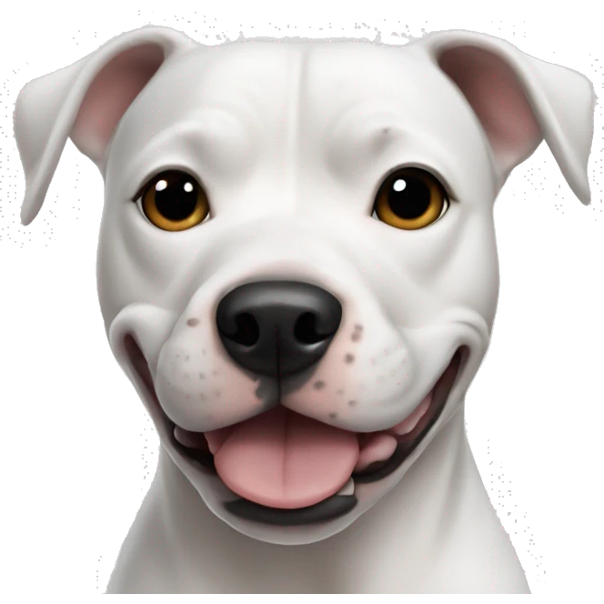 White dog pitbull with black ears emoji