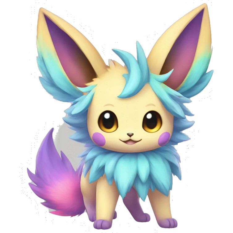 Colorful Kawaii Eeveelution-Cute-Pokémon-fusion full body emoji