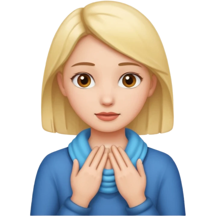 girl holding two hands around her neck emoji