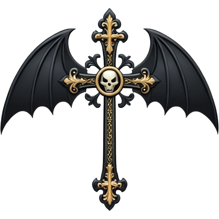 goth cross with bat wings emoji