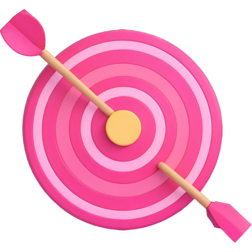 pink bullseye, 3D style, matte texture, subtle highlights emoji