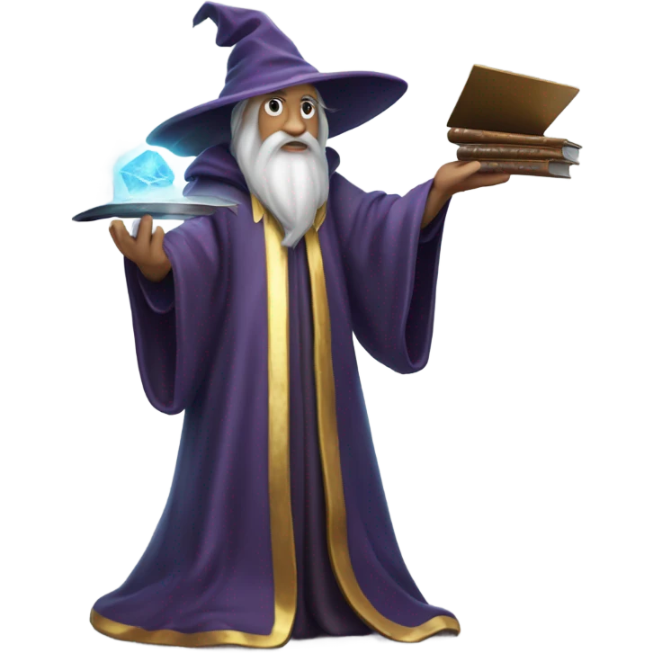 (wizard) holding  (hard disk) emoji