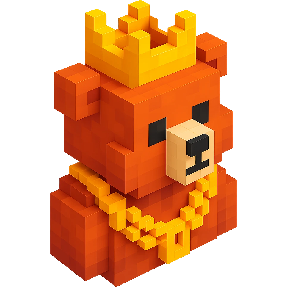 Russian grizzly bear with a rapper chain and a crown emoji