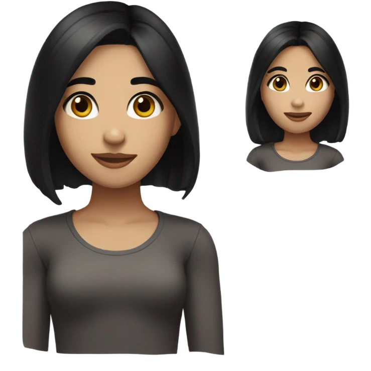 black haired pretty girl with white skin and brown eyes emoji