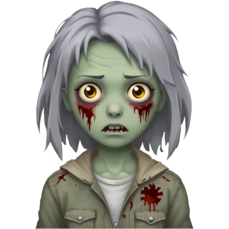 uma garota zumbi de cabelos médios perto emoji