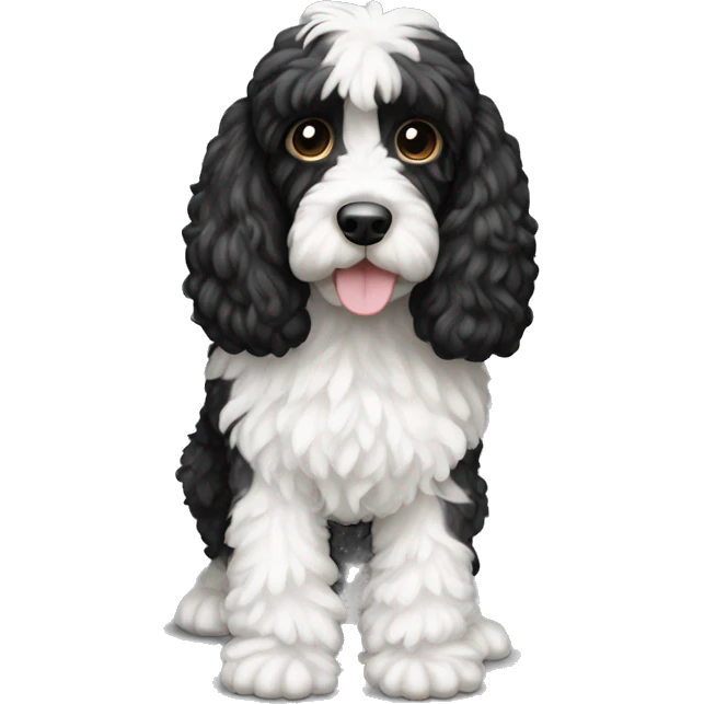 Black cockapoo full body white stripe  emoji