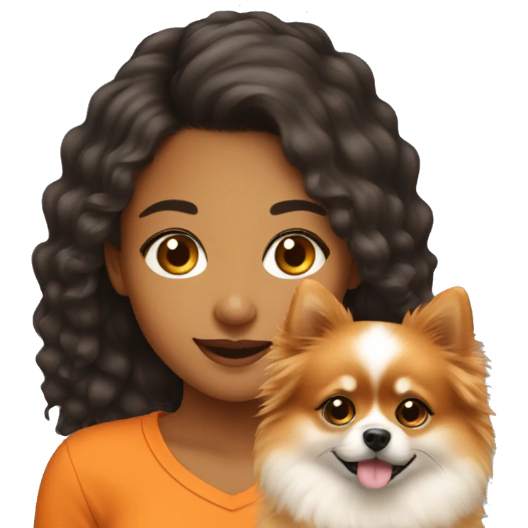 Young Latina girl with orange Pomeranian emoji