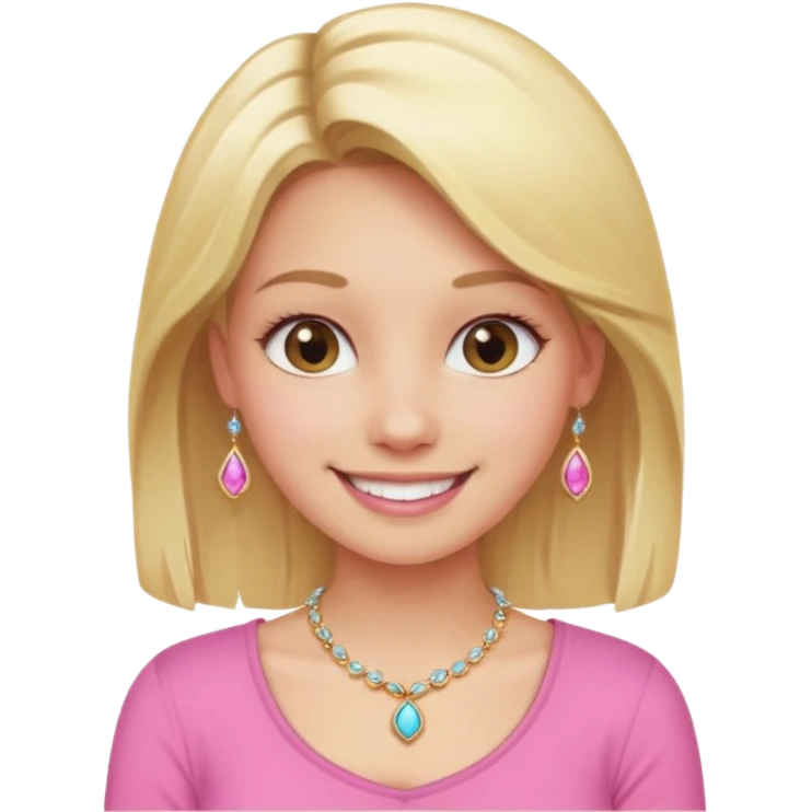 phone selfie blonde jewelry girl pink top emoji