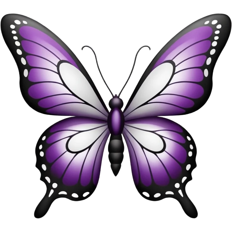 Mariposa color blanco y negro con un poco de morado tipo tatuaje emoji