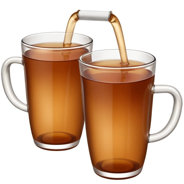 two brown mate tea cups, 500ml, plastic, clinking, no face, no straw, no handle, not in a cup, white background, slightly tilted angle emoji