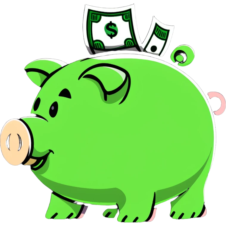 investment symbol, piggy bank or dollar sign emoji