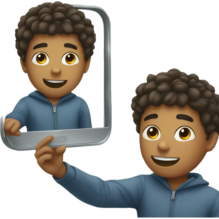 boy taking mirror selfie emoji