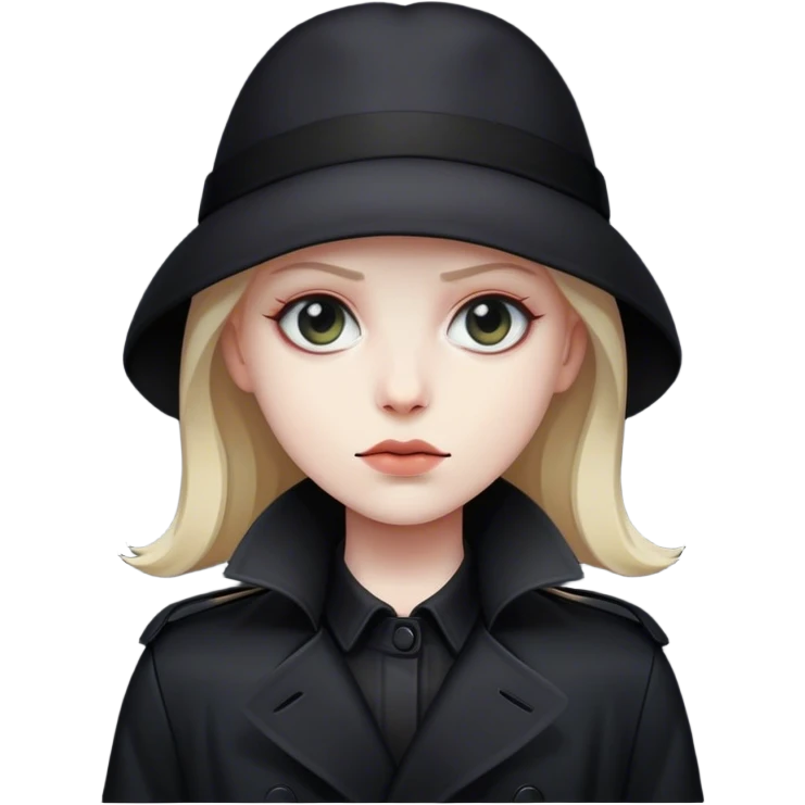 A shadowy figure in a black trench coat emoji