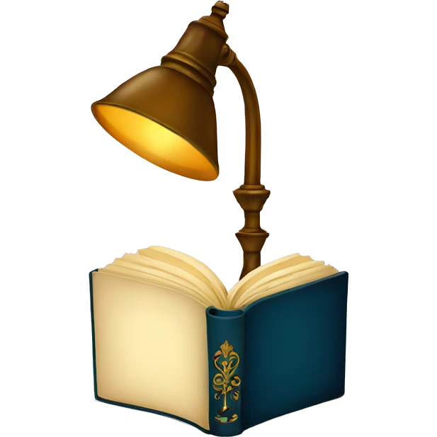 vintage lamp with open book emoji