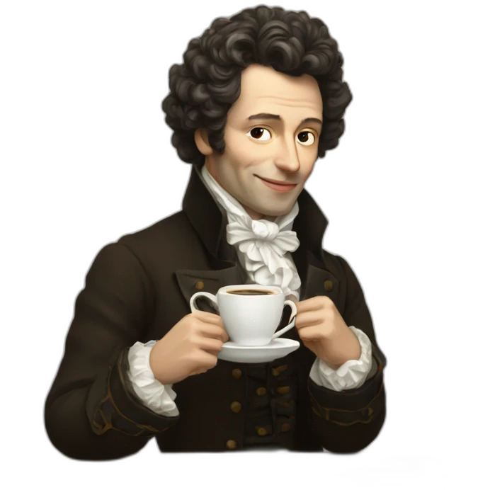 pushkin with a cup of coffee emoji