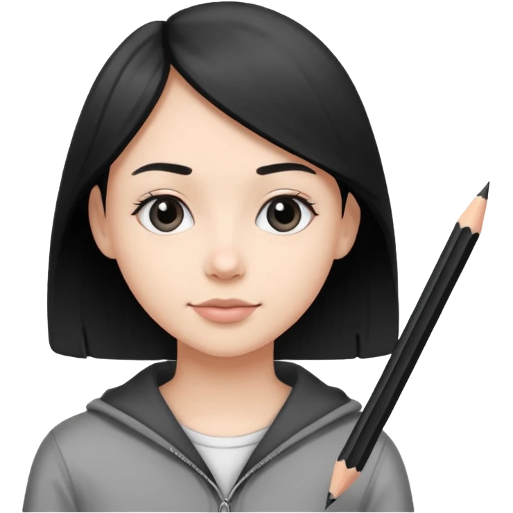 portre skecth on sketch book, with pencil. black and white emoji