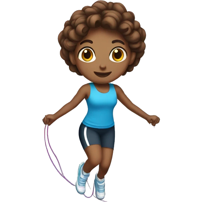 Jump Rope with brown hair medium skin emoji