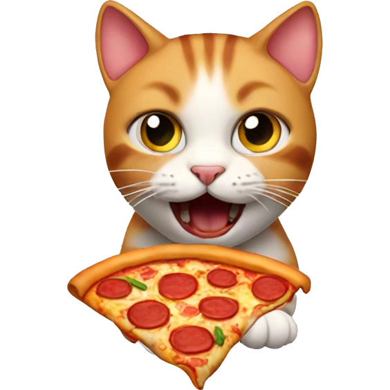 Cat eats pizza emoji