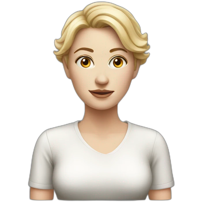 realistic white woman with a small top emoji