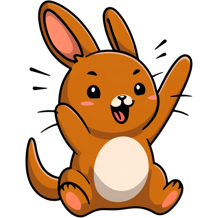 brown bunny stretching arms while yawning emoji