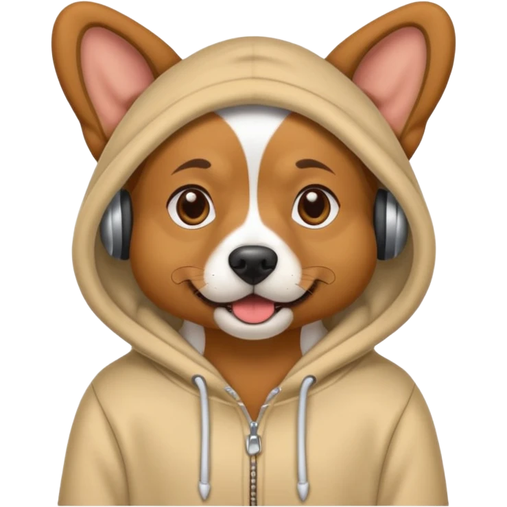 Dog wearing ear wax as a hoodie emoji