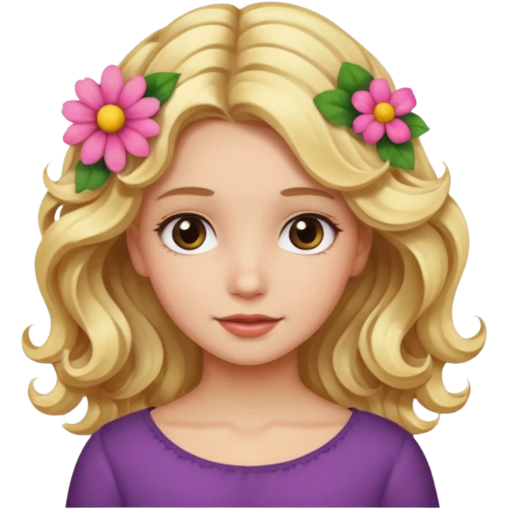 Blonde wavy girl with a flower in her hair emoji
