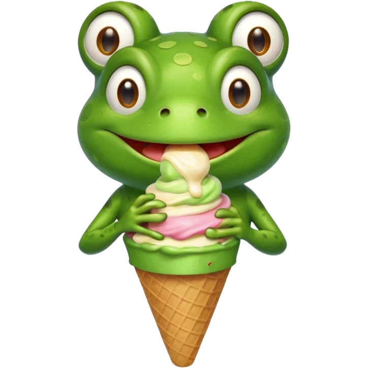 dondurma yiyen kurbağa emoji