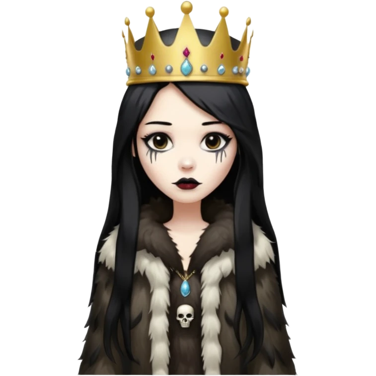 An attractive Alaskan princess, full body, facing to the right. In the style of your bleeding skull art. emoji