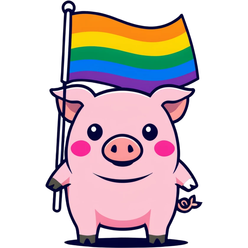 Cerdo llevando bandera gay emoji