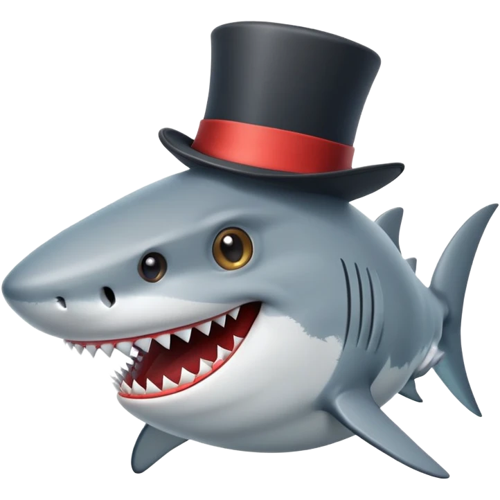 Shark with a top hat emoji
