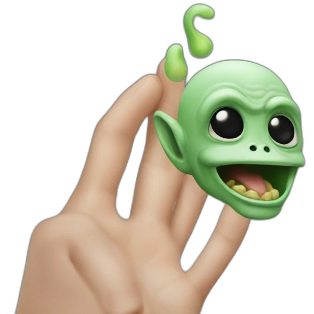 Alien raises finger emoji