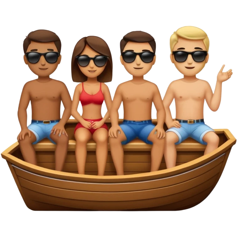 a group of friends on a boat emoji