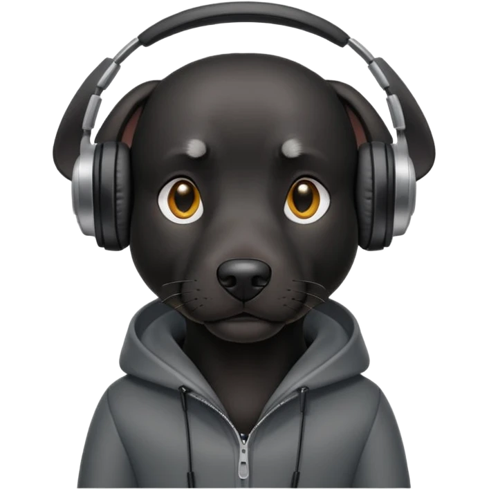 stylish black dog wearing headohones emoji