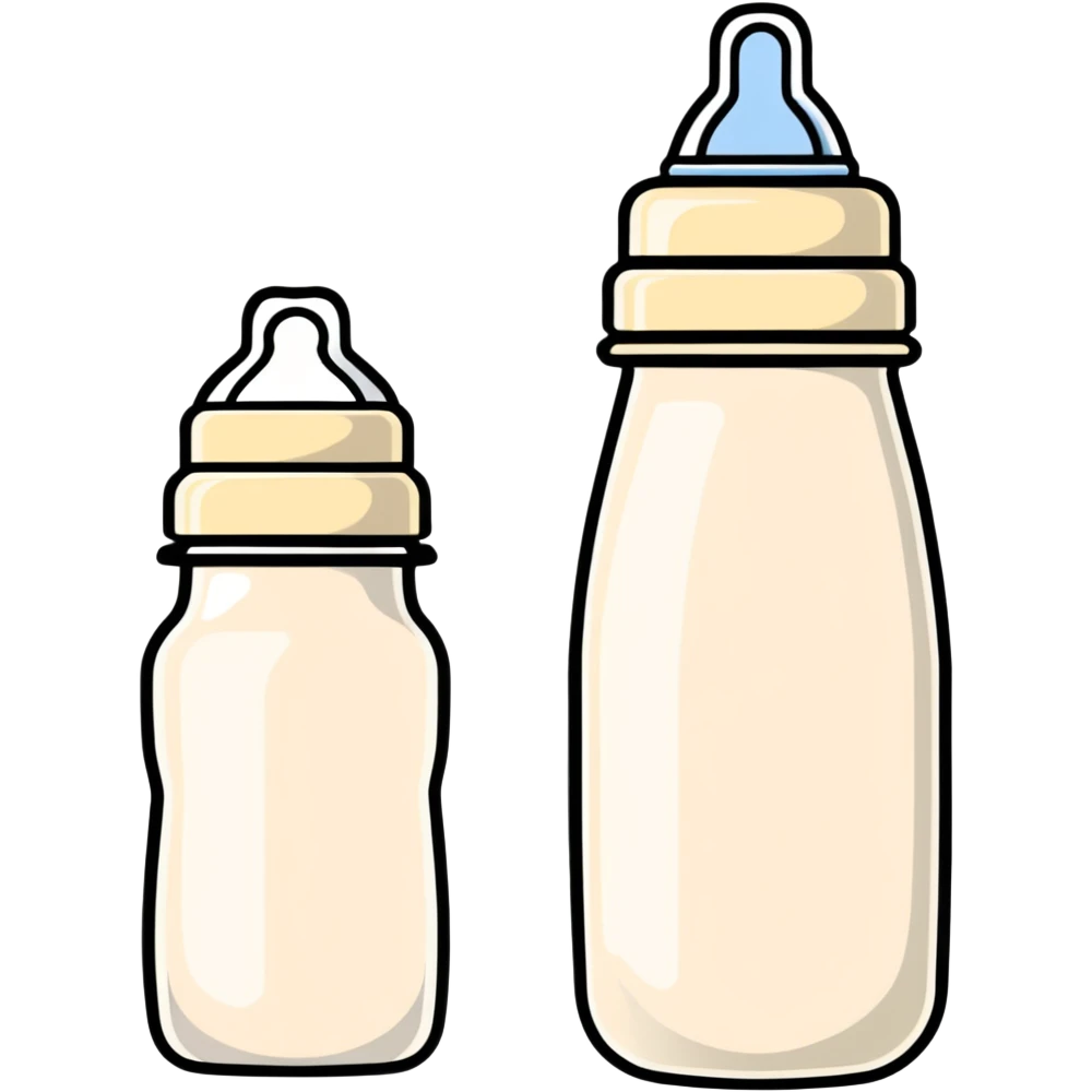baby bottle set with milk formula and nipples emoji